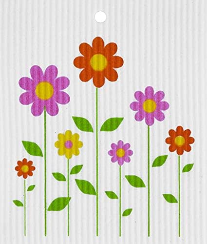 סט כלים שוודי של קטינאט סט של 3 | נושא גן הפרחים | בד ספוג ידידותי לסביבה | החלפת מגבת נייר | מגבת כלים לשימוש